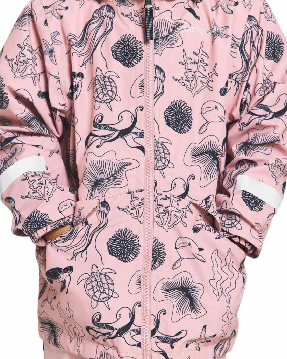 Ocean Soft Pink coloured Didriksons Childrens Norma Printed Jacket on white background