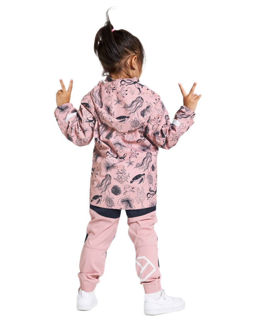 Ocean Soft Pink coloured Didriksons Childrens Norma Printed Jacket on white background