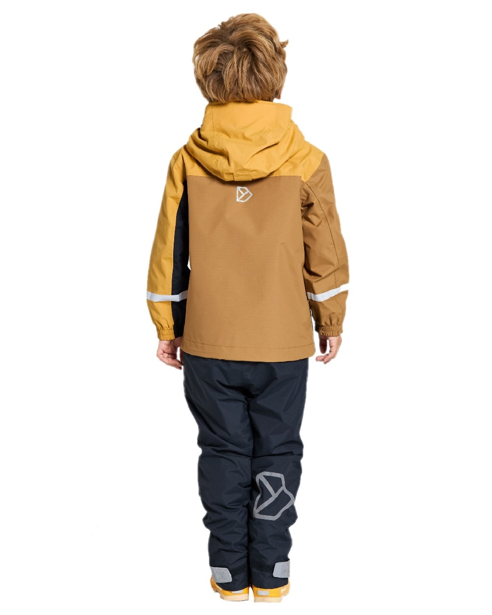Dark Pollen coloured Didriksons Childrens Pilvi Jacket on white background