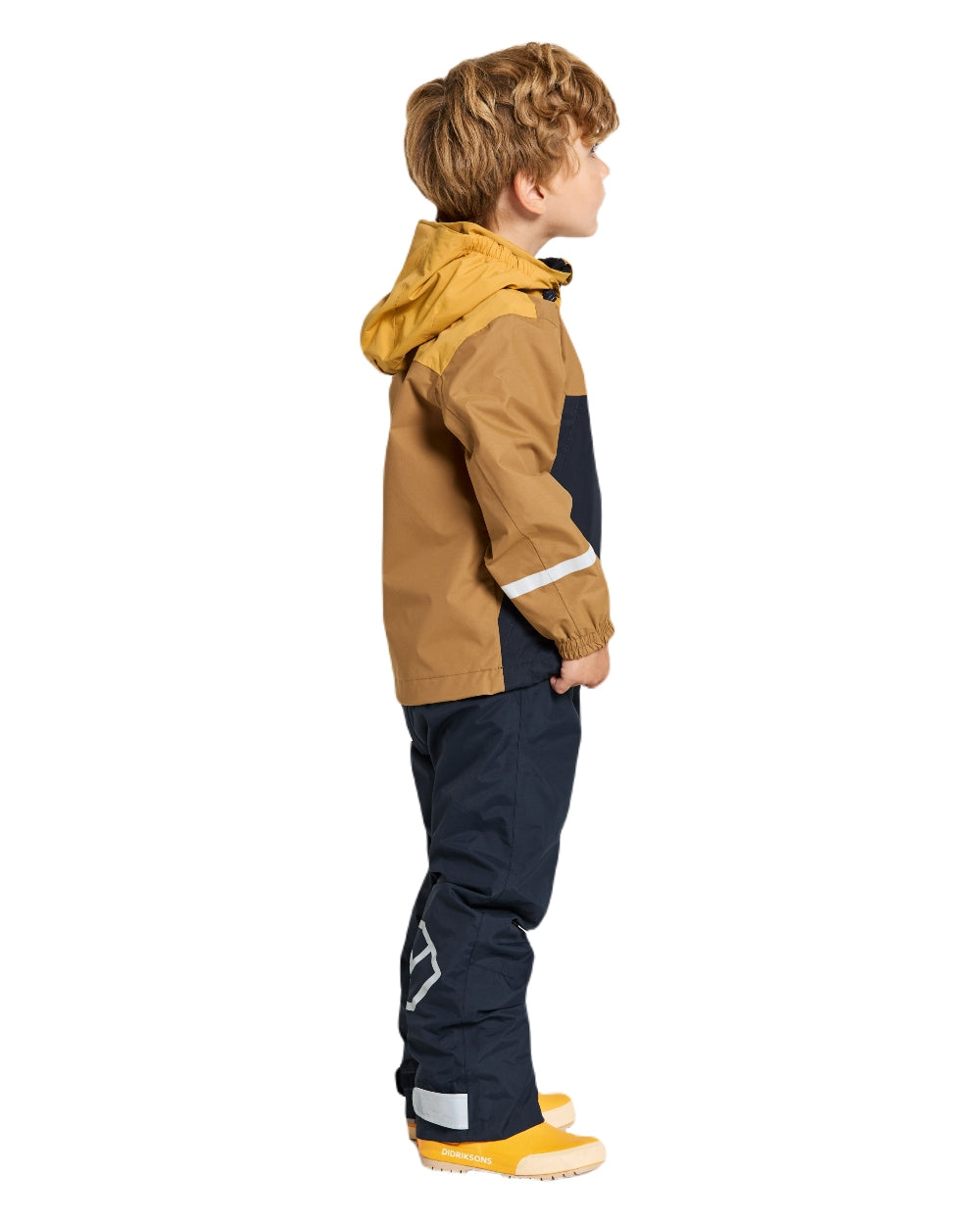 Dark Pollen coloured Didriksons Childrens Pilvi Jacket on white background