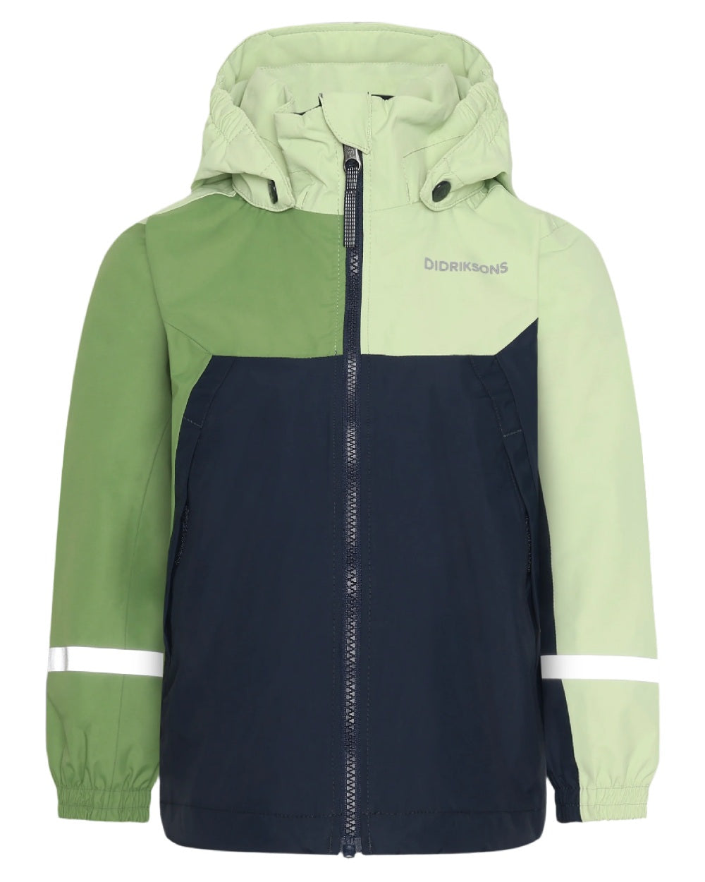 Light Algae Green coloured Didriksons Childrens Pilvi Jacket on white background