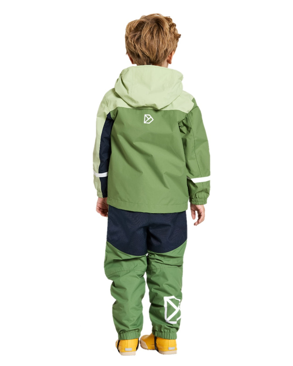 Light Algae Green coloured Didriksons Childrens Pilvi Jacket on white background