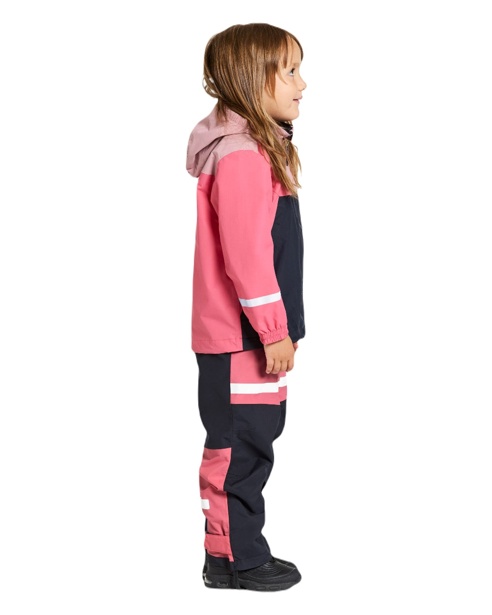 Soft Pink coloured Didriksons Childrens Pilvi Jacket on white background