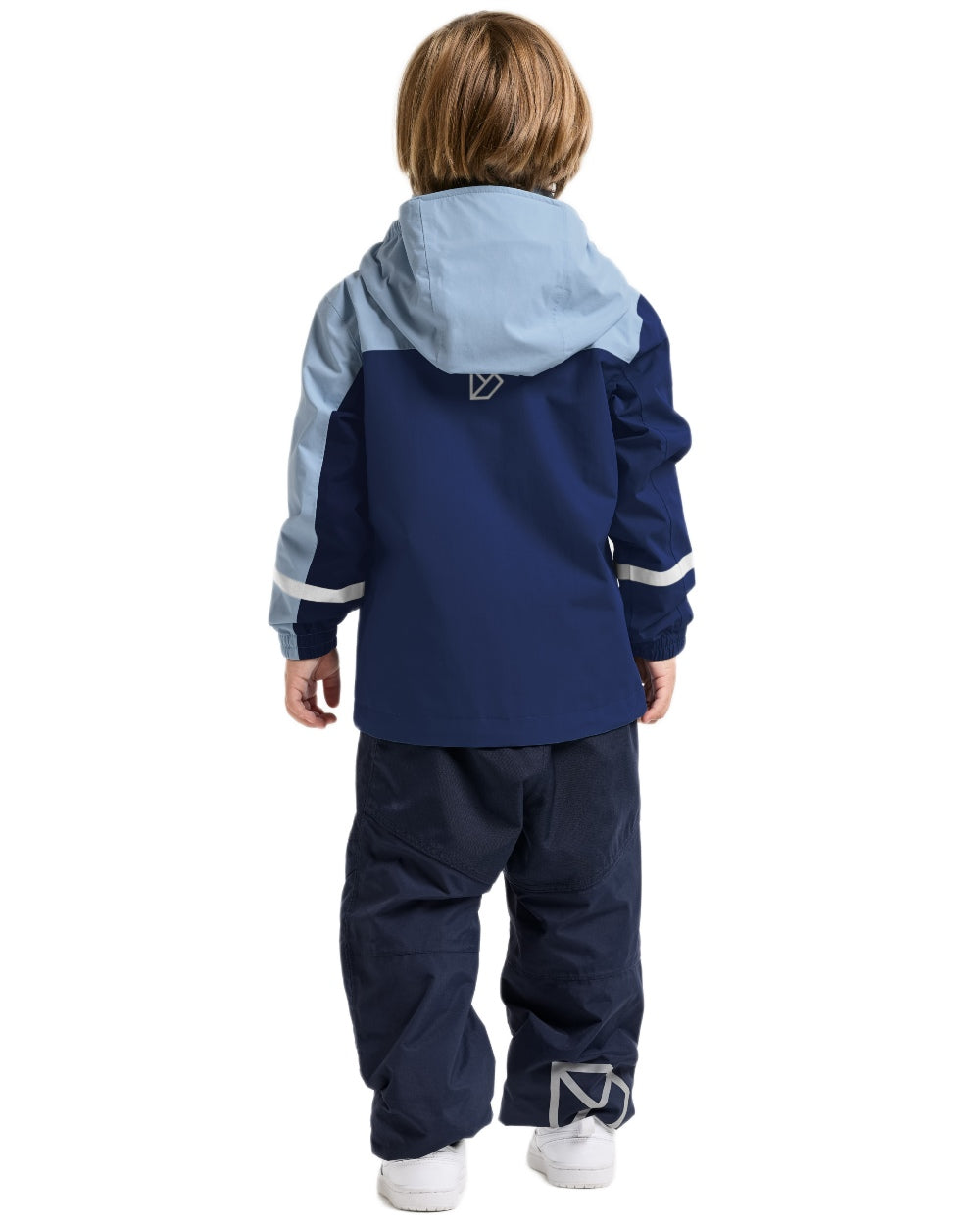 Blue Fog coloured Didriksons Childrens Pilvi Waterproof Jacket on white background