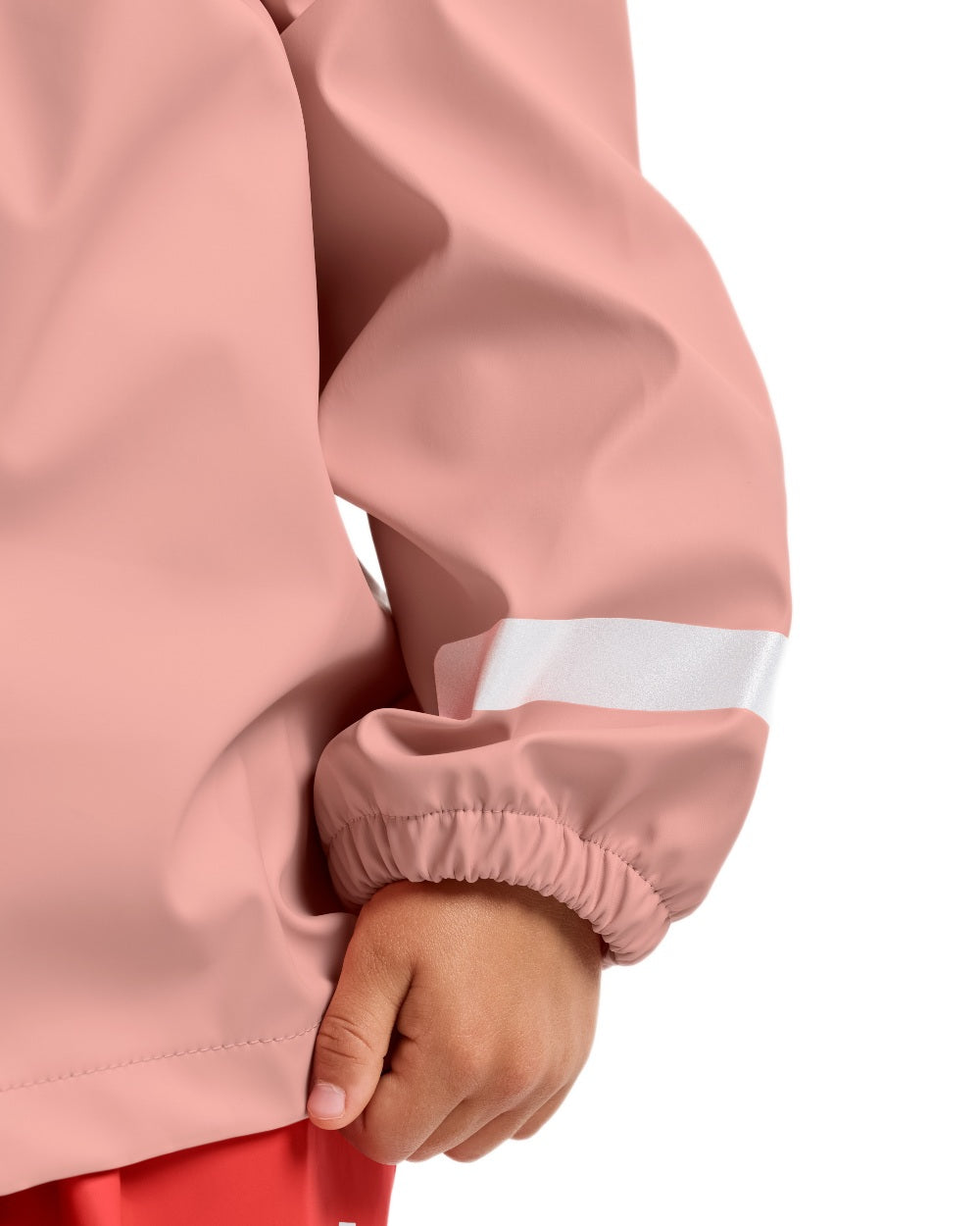 Powder Peach coloured Didriksons Childrens Slaskeman Rain Set 2 on white background