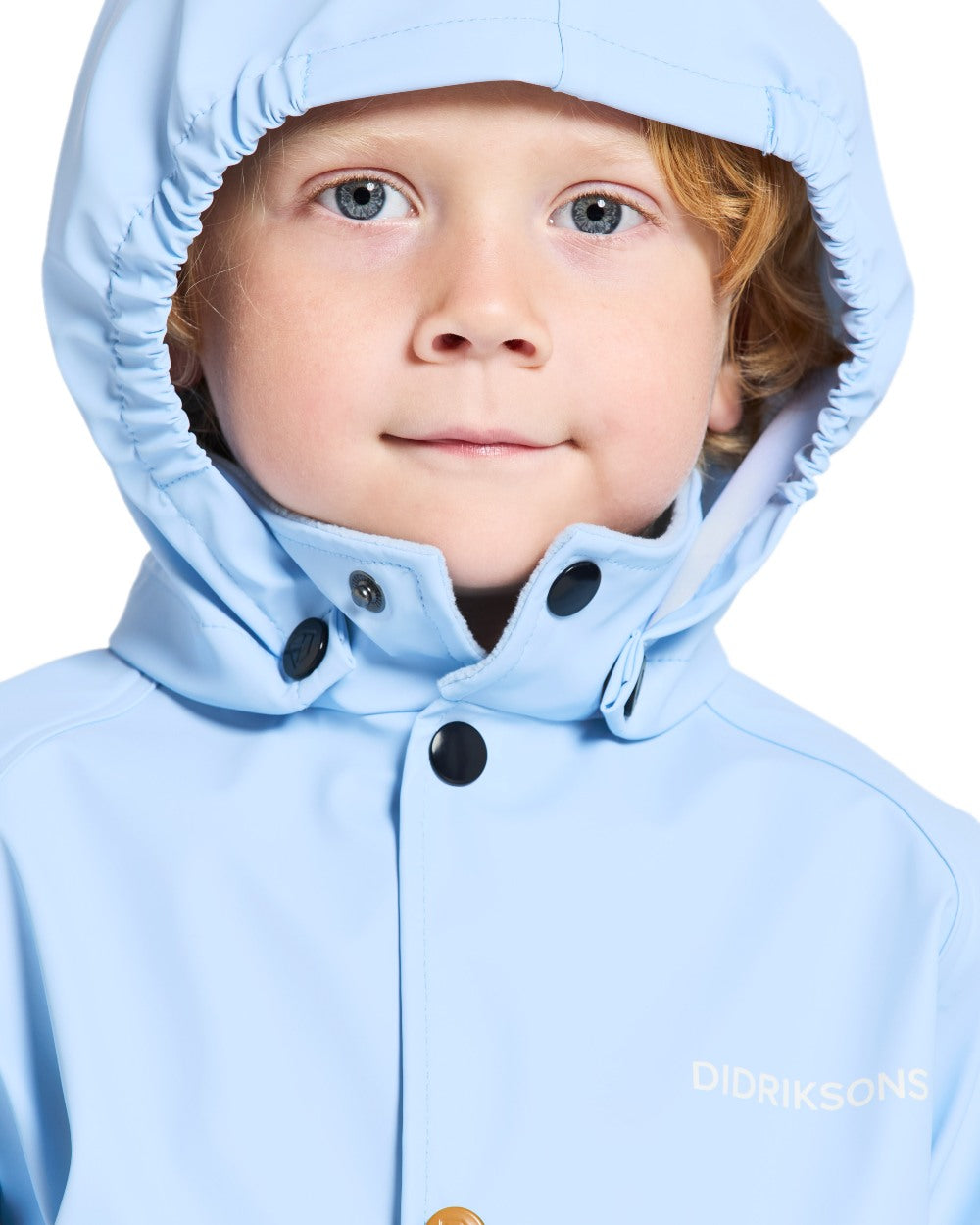Light Sea Blue coloured Didriksons Childrens Slaskeman Rain Set on white background