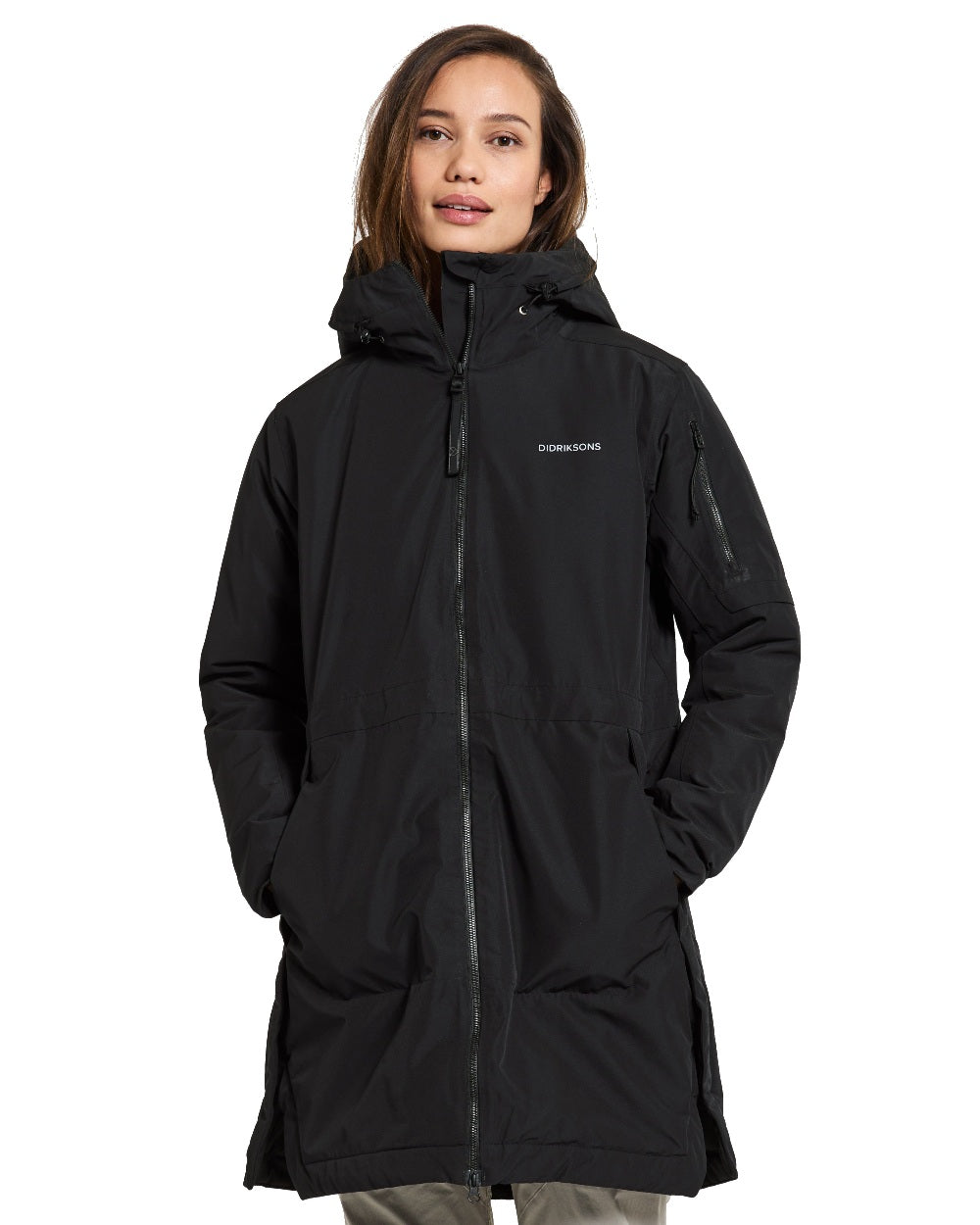 Black Coloured Didriksons Ella Womens Parka 2 On A White Background