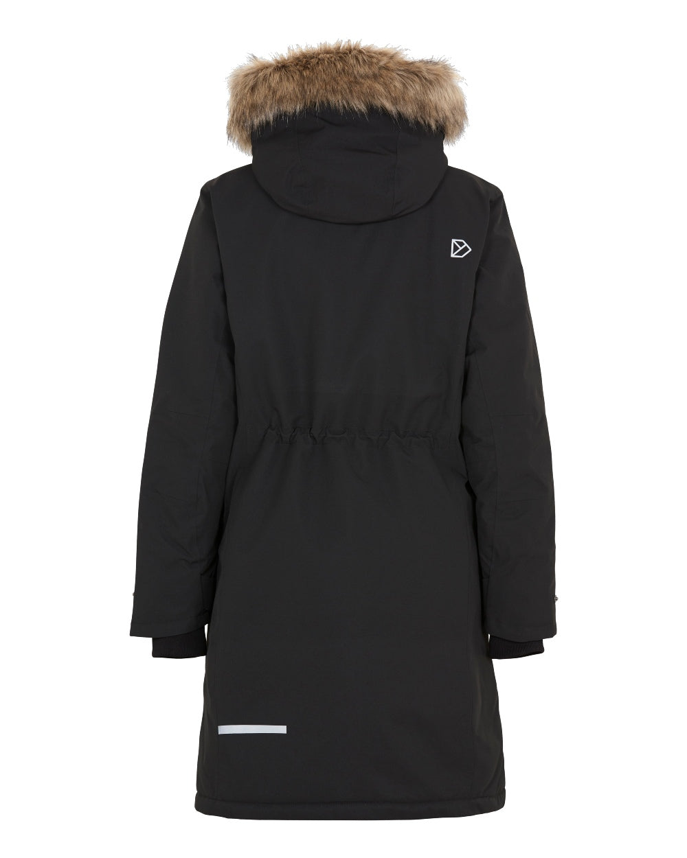 Black Coloured Didriksons Erika Ladies Padded Waterproof Parka 3 On A White Background