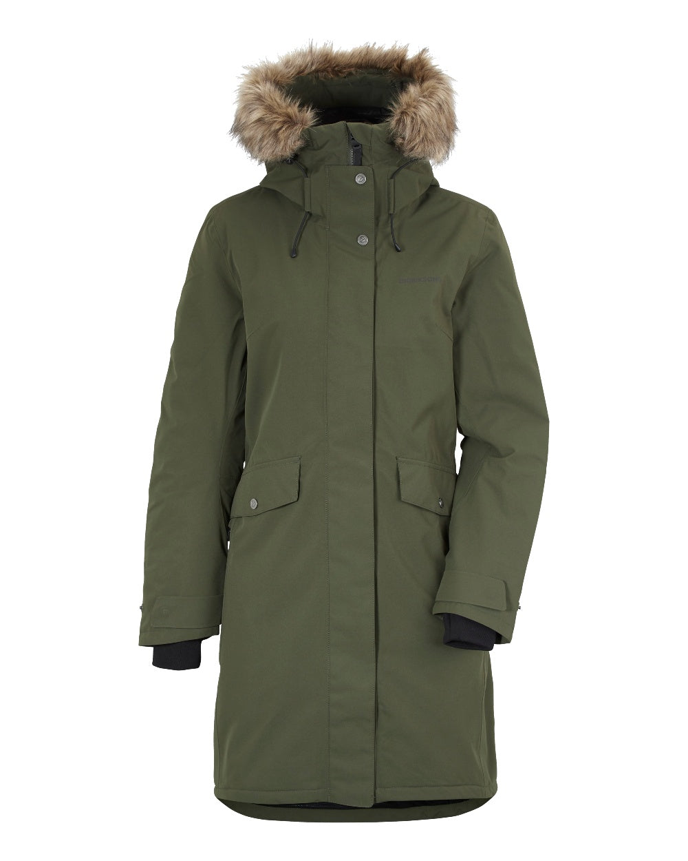 Deep Green Coloured Didriksons Erika Ladies Padded Waterproof Parka 3 On A White Background