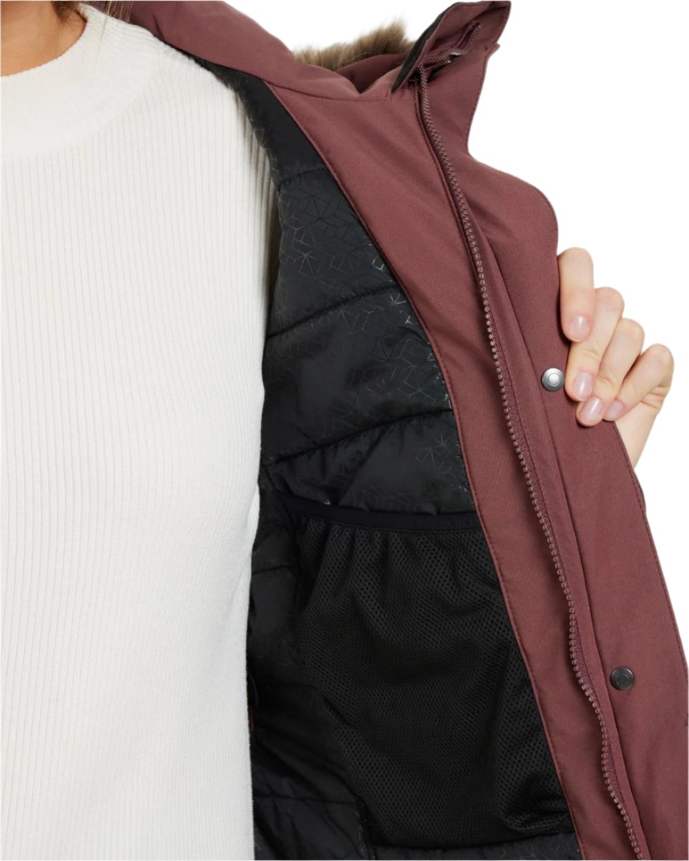 Old Rust Coloured Didriksons Erika Ladies Padded Waterproof Parka 3 On A White Background