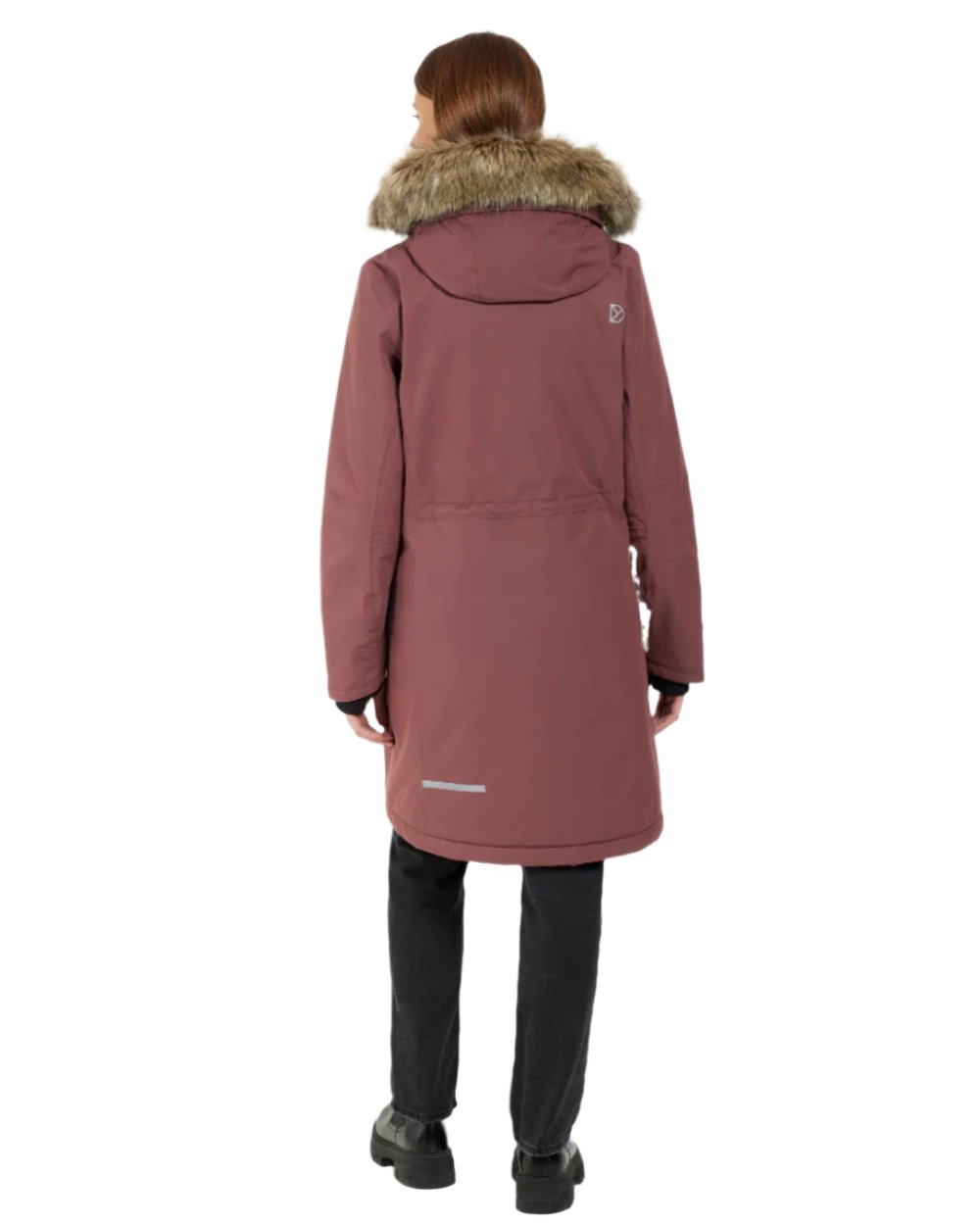 Old Rust Coloured Didriksons Erika Ladies Padded Waterproof Parka 3 On A White Background