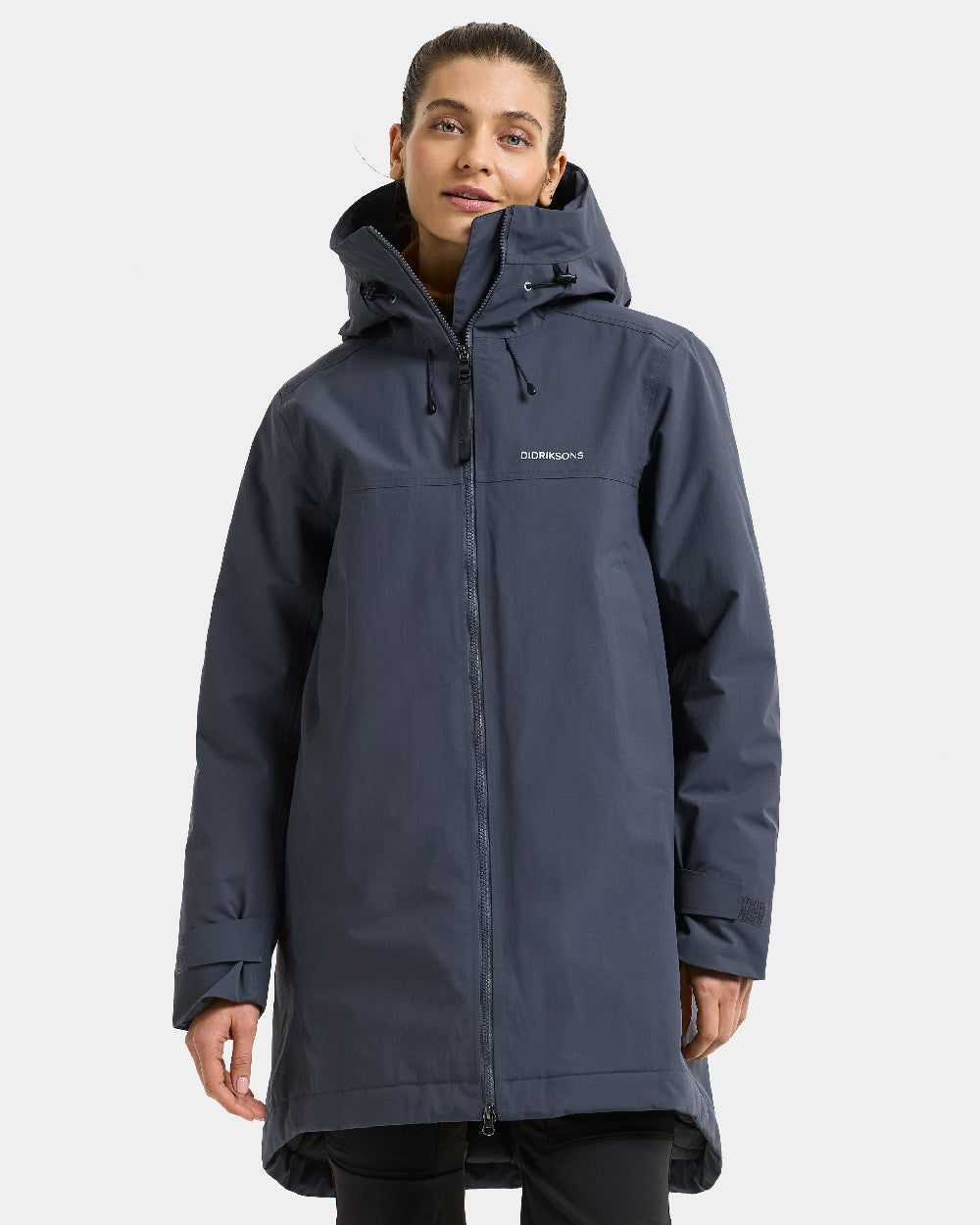 Sleepy Blue coloured Didriksons Eris Womens Parka on white background