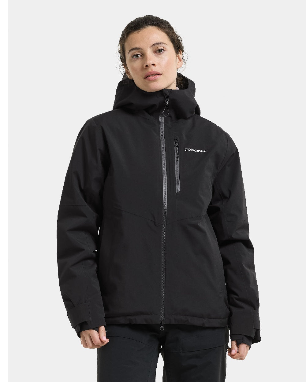 Black coloured Didriksons Fiora Womens Jacket on white background