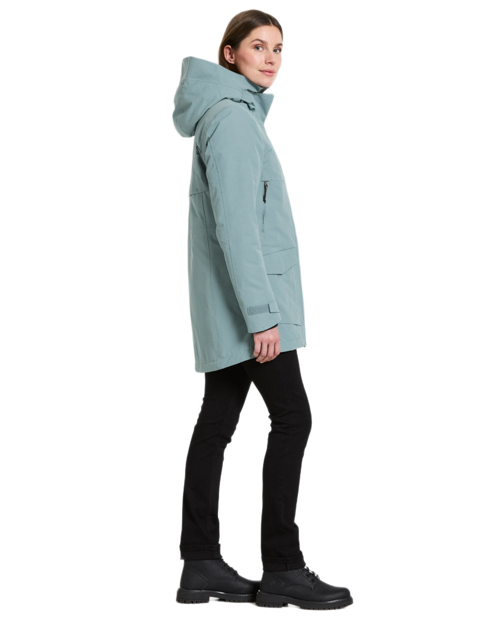 Factory Blue coloured Didriksons Frida Womens Parka 7 on white background