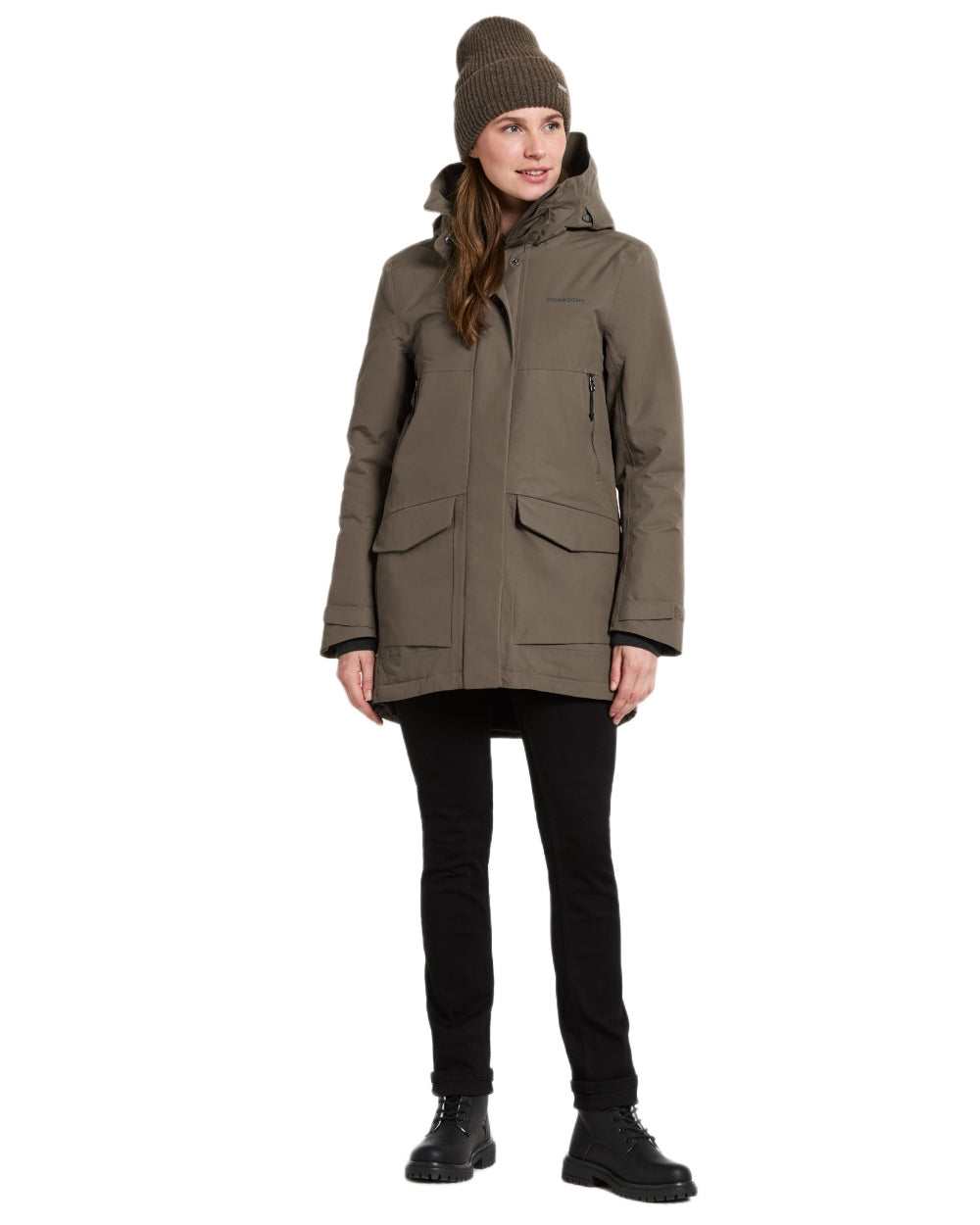 Mocha Brown coloured Didriksons Frida Womens Parka 7 on white background