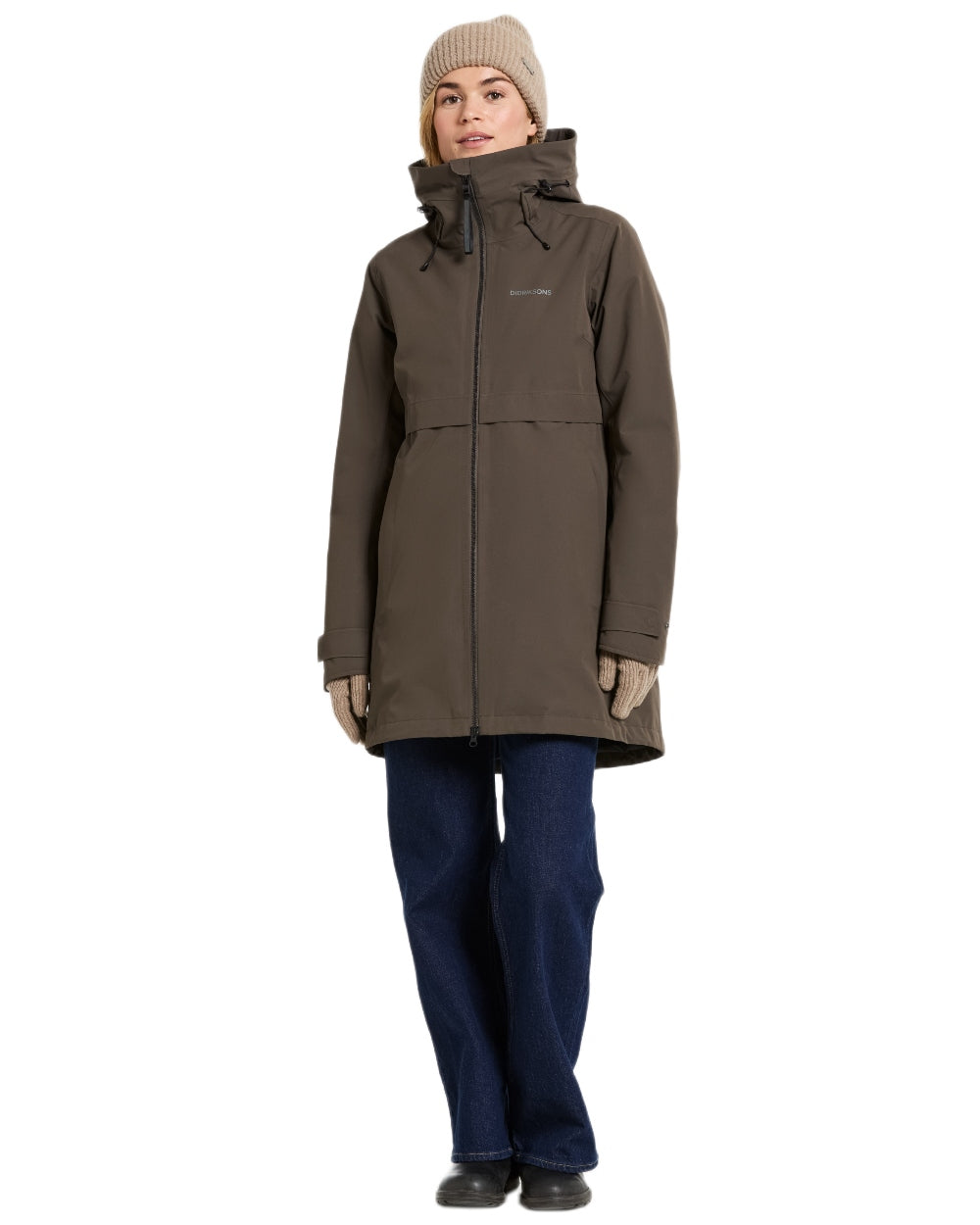 Mocha Brown Coloured Didriksons Helle Ladies Parka 5 on white background