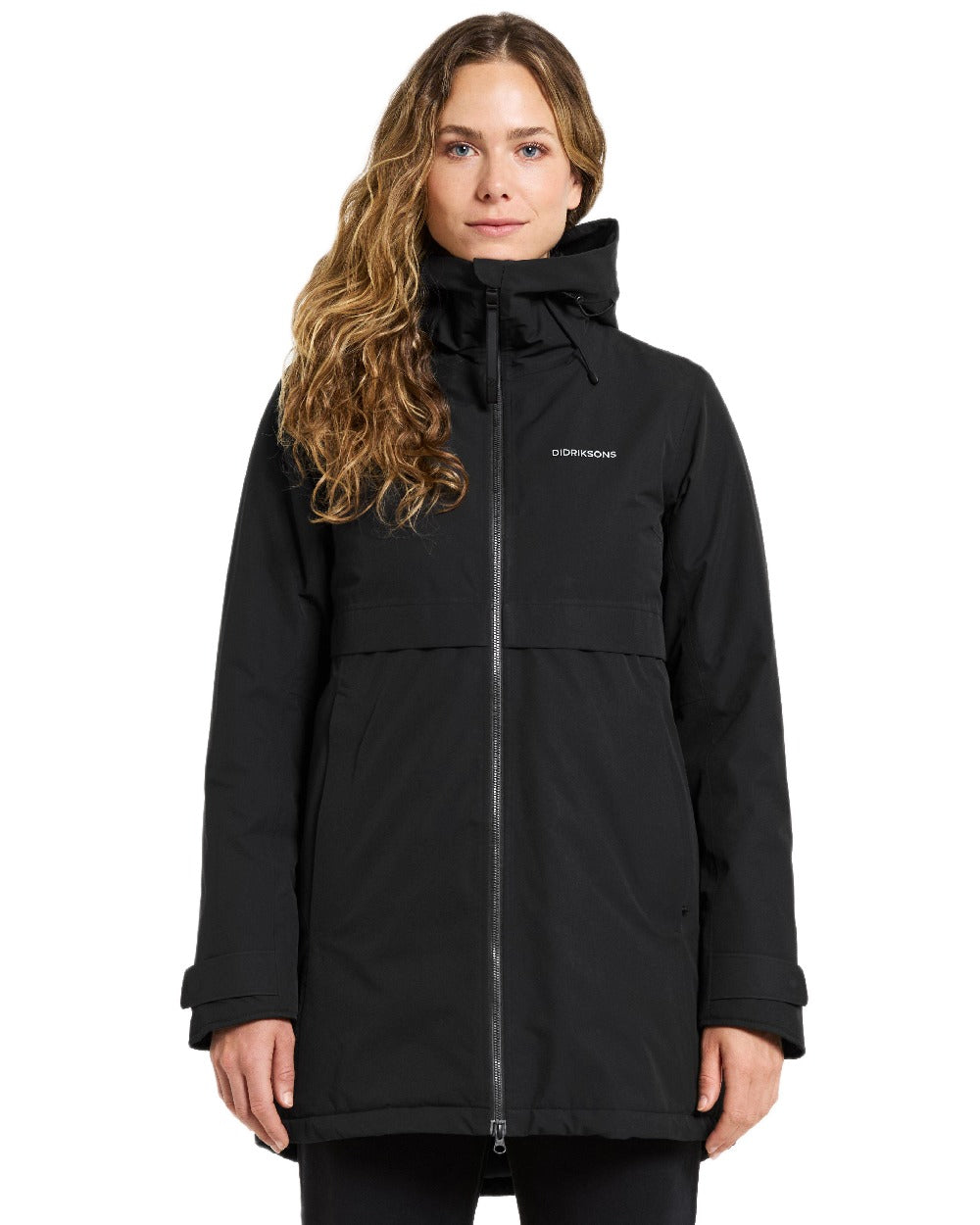 Black Coloured Didriksons Helle Ladies Parka 6 on white background