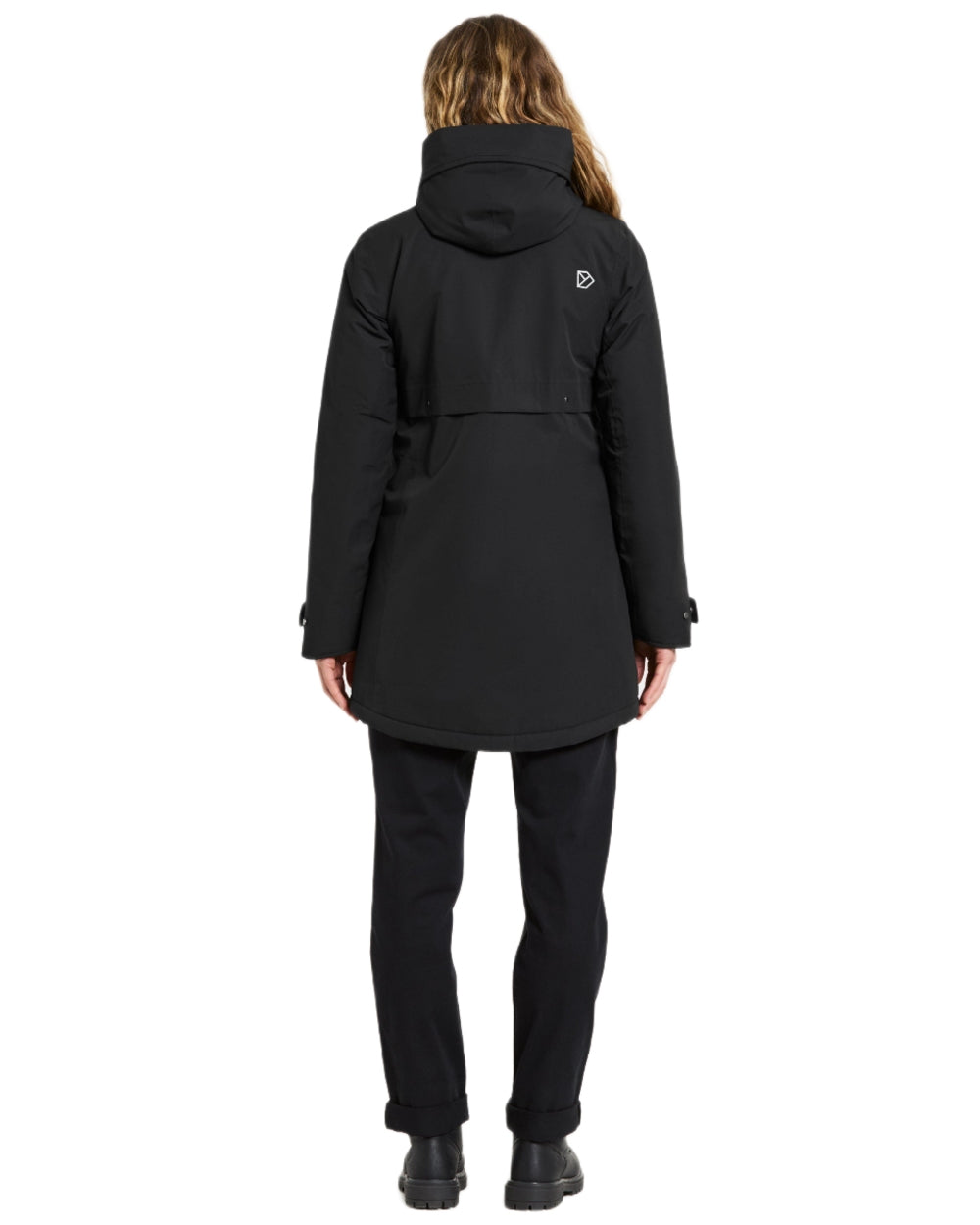 Black Coloured Didriksons Helle Ladies Parka 6 on white background