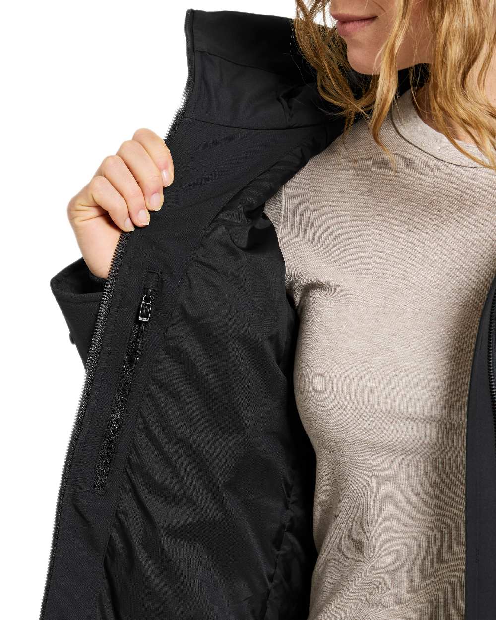 Black Coloured Didriksons Helle Ladies Parka 6 on white background