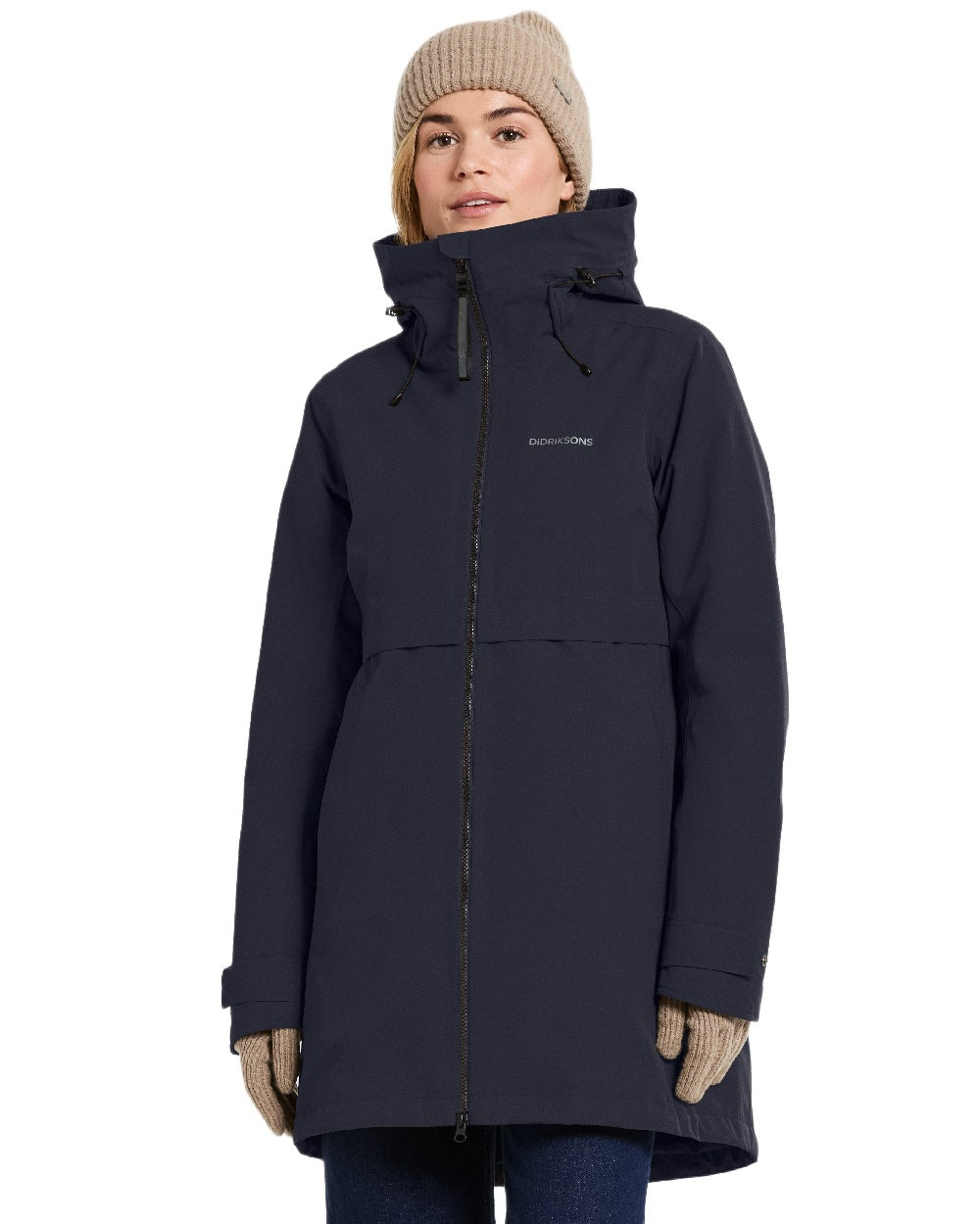 Dark Night Blue Coloured Didriksons Helle Ladies Parka 6 on white background