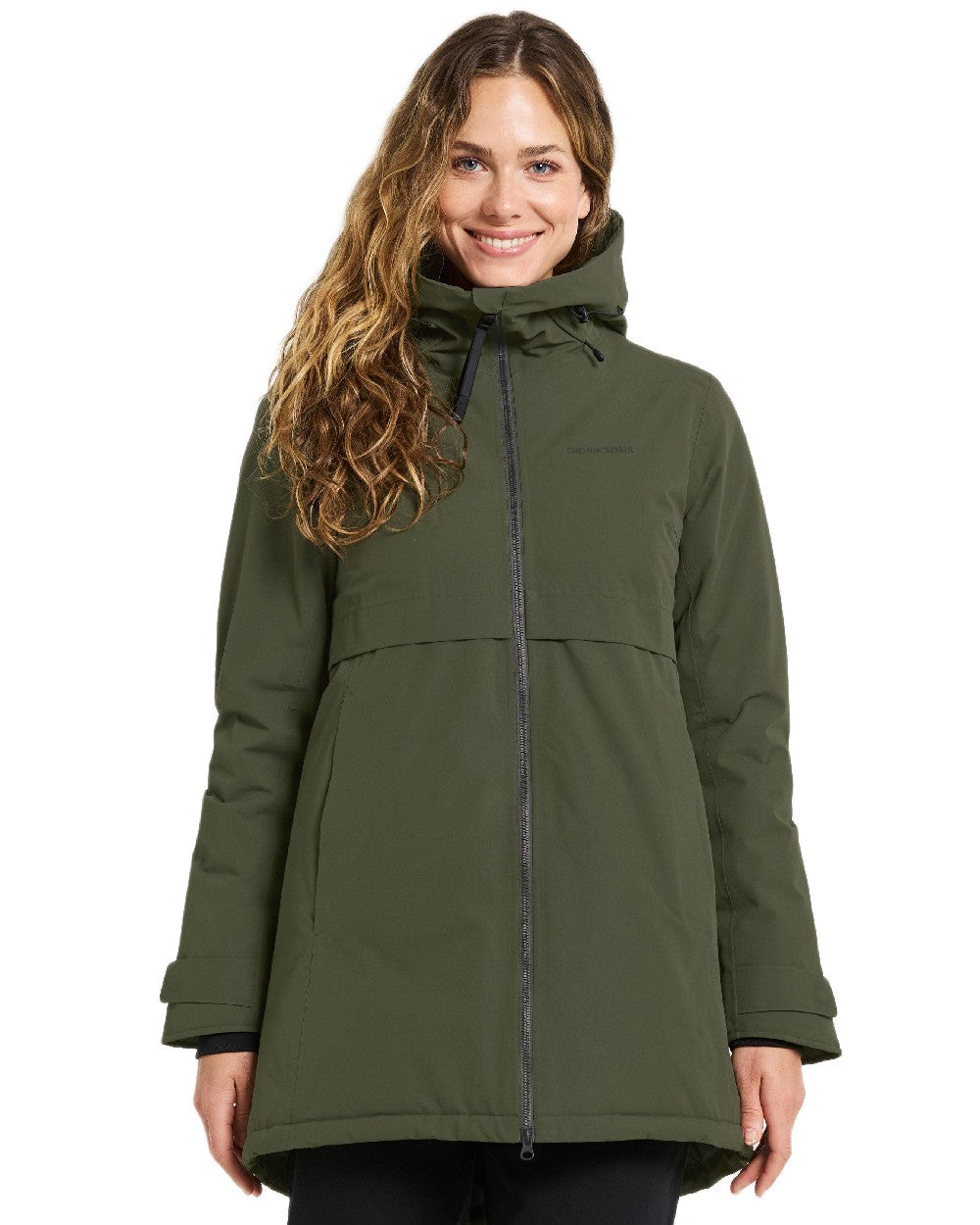 Deep Green Coloured Didriksons Helle Ladies Parka 6 on white background