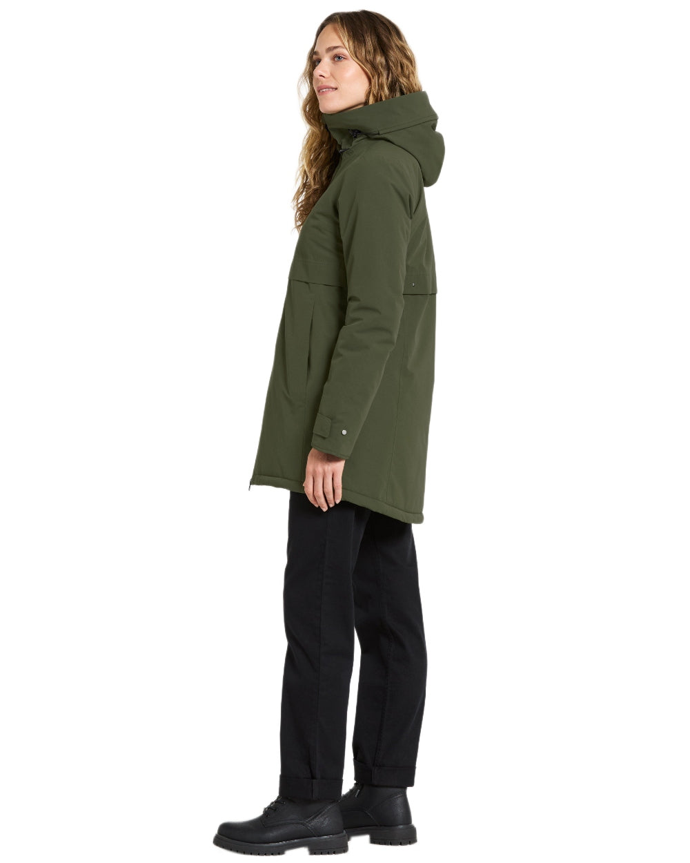 Deep Green Coloured Didriksons Helle Ladies Parka 6 on white background