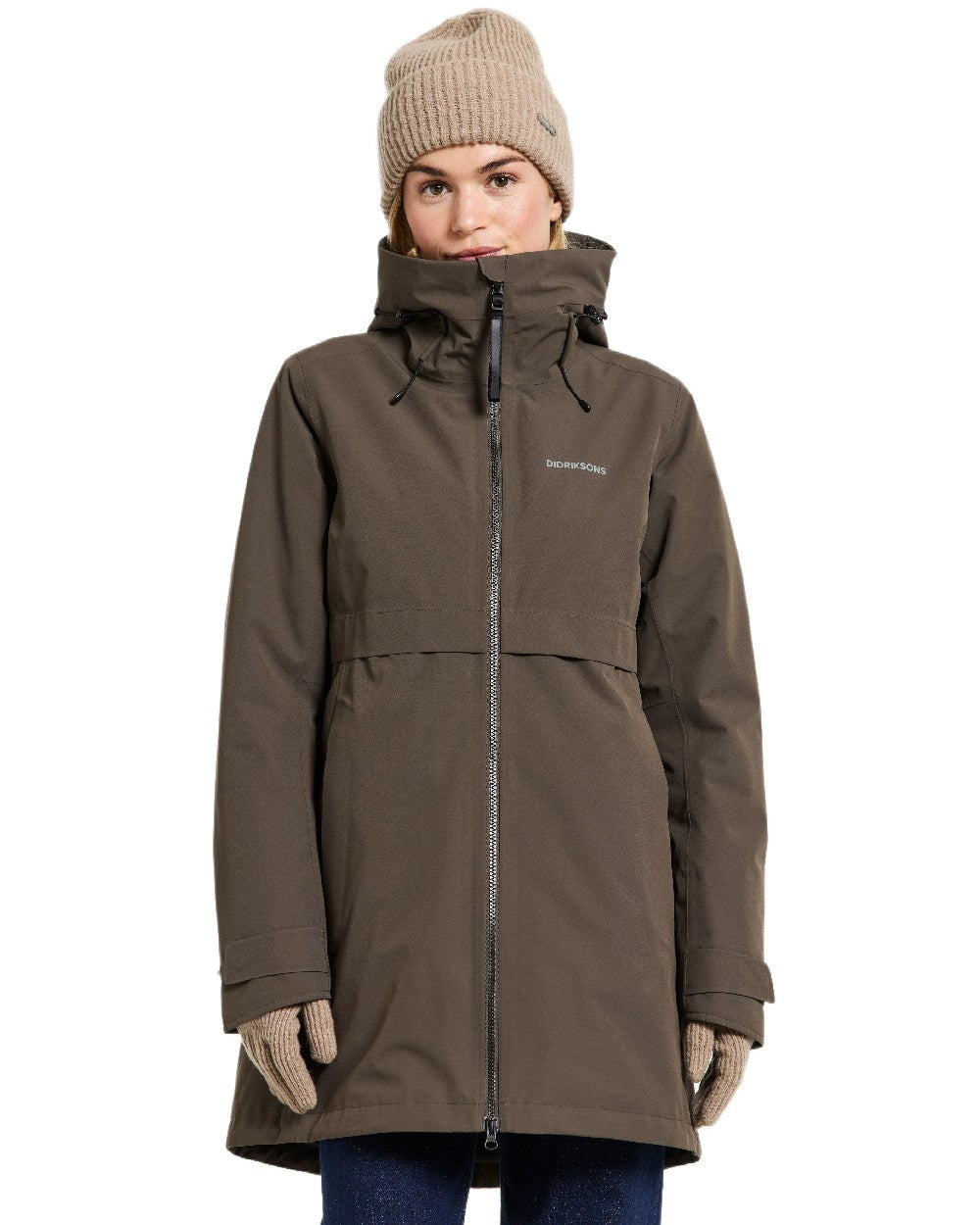 Mocha Brown Coloured Didriksons Helle Ladies Parka 6 on white background