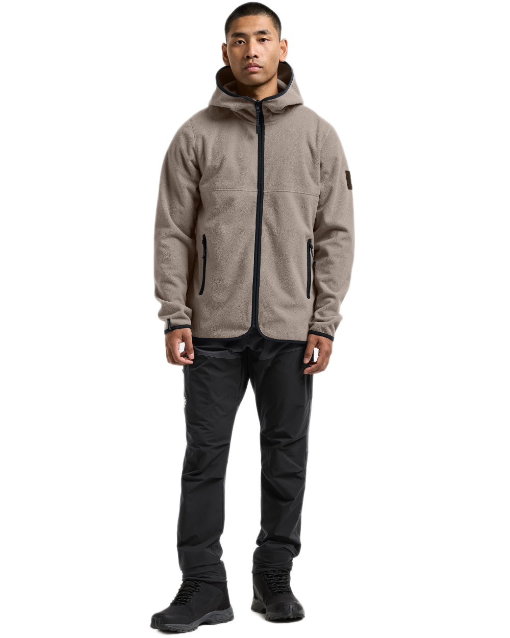 Ash Brown coloured Didriksons Helmit Windproof Full Zip Fleece on white background