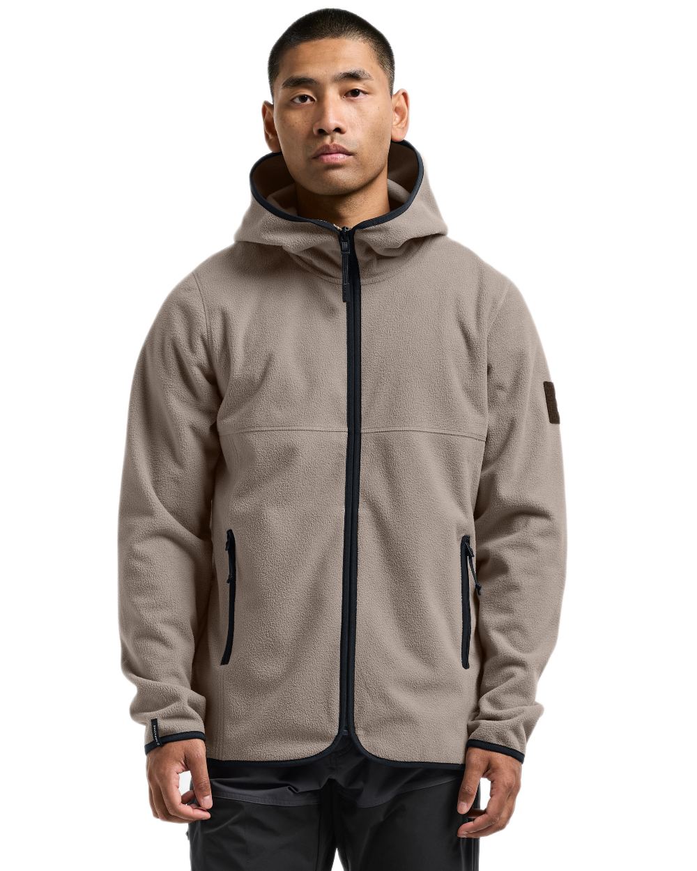 Ash Brown coloured Didriksons Helmit Windproof Full Zip Fleece on white background