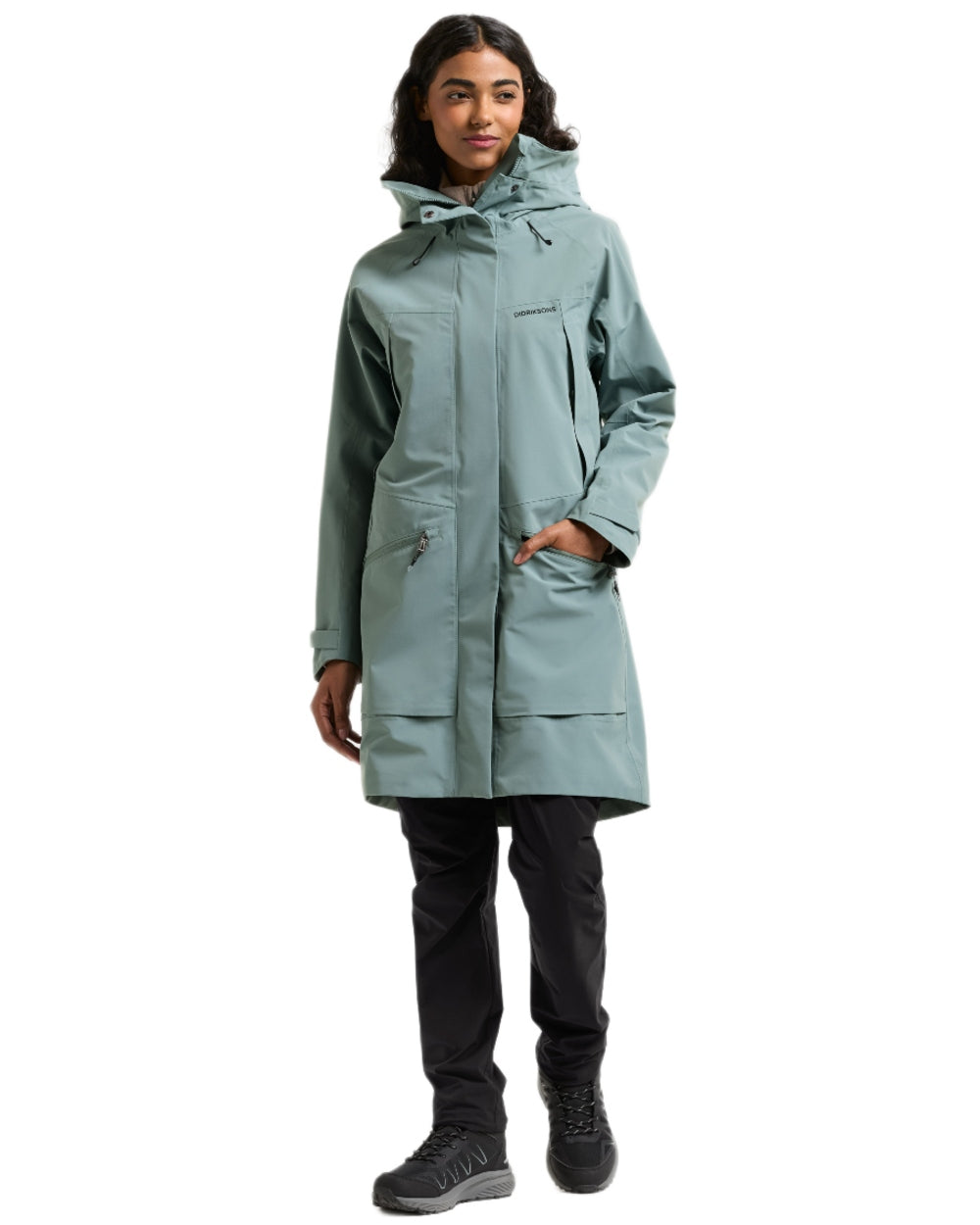 Factory Blue Coloured Didriksons Ilma Womens Waterproof Parka 8 on White Background