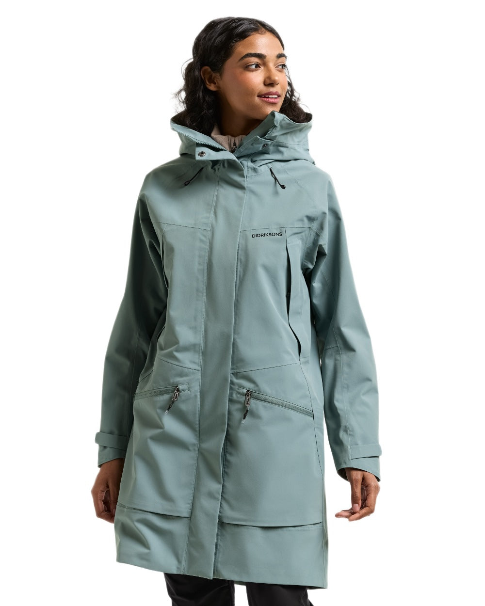 Factory Blue Coloured Didriksons Ilma Womens Waterproof Parka 8 on White Background