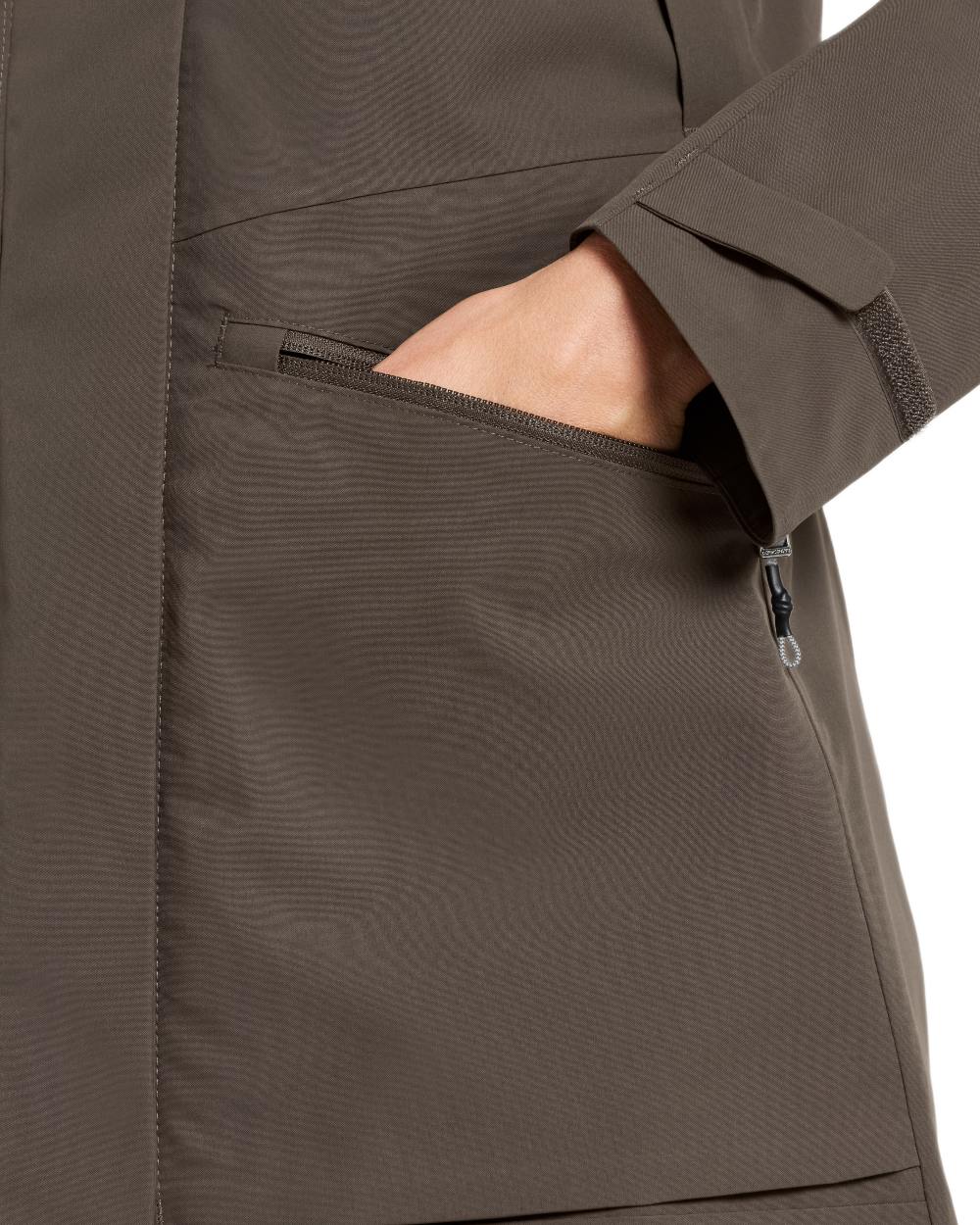 Mocha Brown Coloured Didriksons Ilma Womens Waterproof Parka 8 on White Background