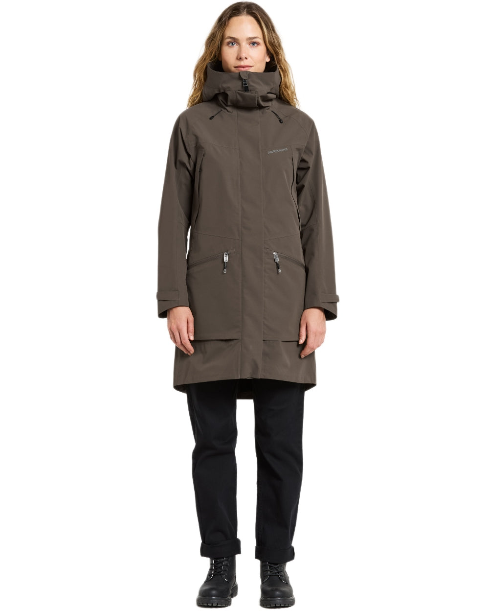 Mocha Brown Coloured Didriksons Ilma Womens Waterproof Parka 8 on White Background