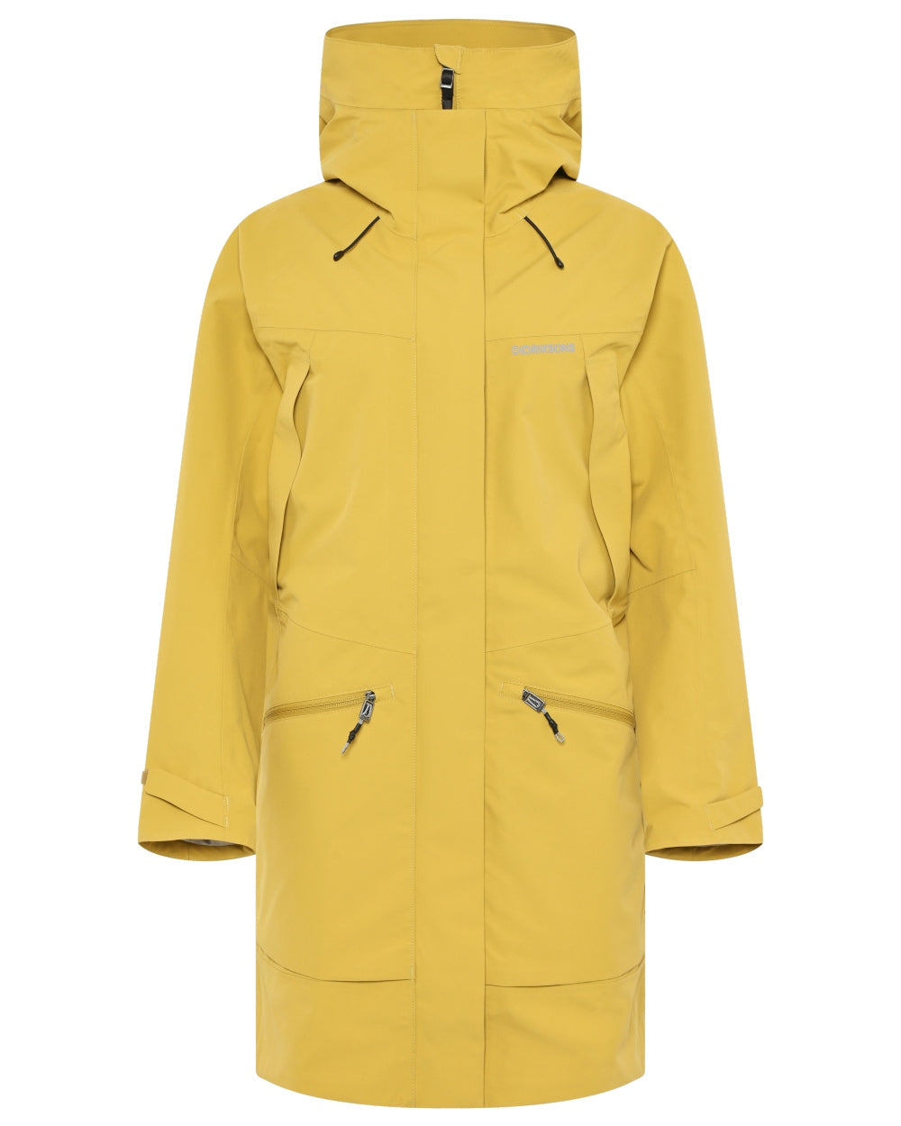 Yellow Pollen Coloured Didriksons Ilma Womens Waterproof Parka 8 on White Background