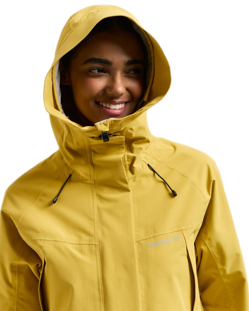 Yellow Pollen Coloured Didriksons Ilma Womens Waterproof Parka 8 on White Background
