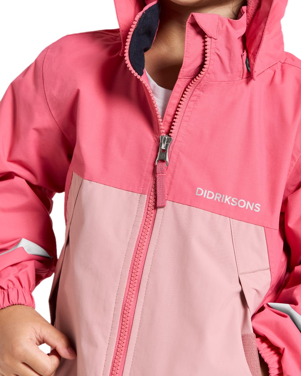 Dusty Azalea coloured Didriksons Childrens Bladet Jacket on white background