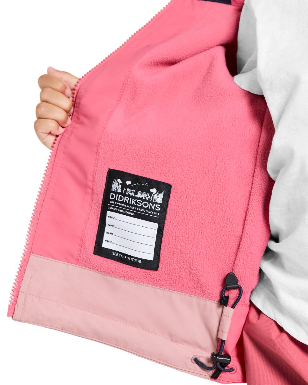 Dusty Azalea coloured Didriksons Childrens Bladet Jacket on white background