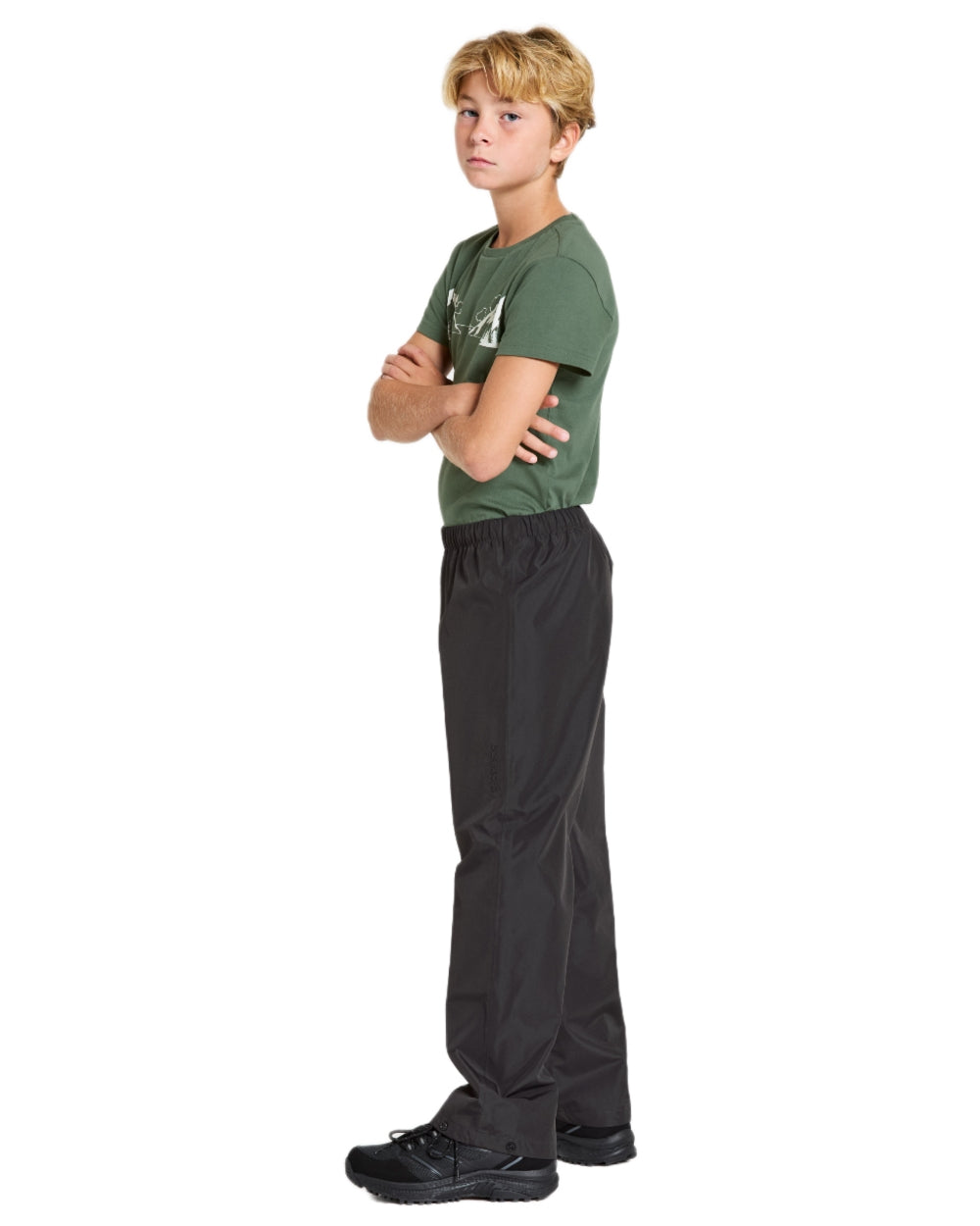 Black coloured Didriksons Kids Penta Pants on white background