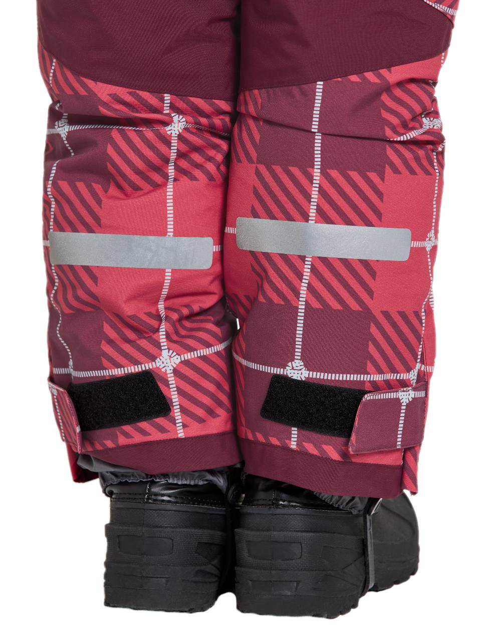 Termos Rusty Wine Coloured Didriksons Kids Polarbjörn Printed Bib Pants on white background