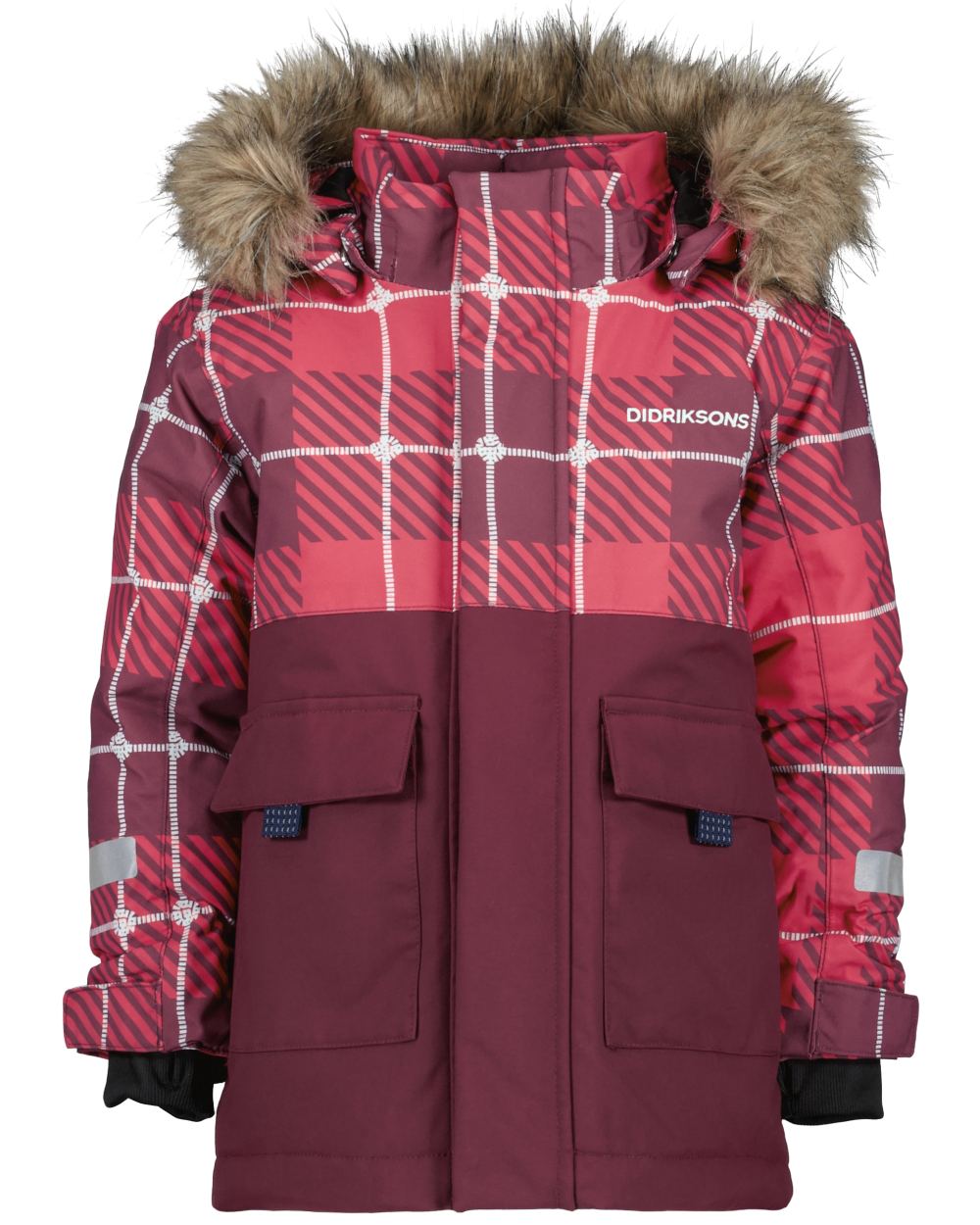Termos Rusty Wine Coloured Didriksons Kids Polarbjörnen Printed Parka on white background