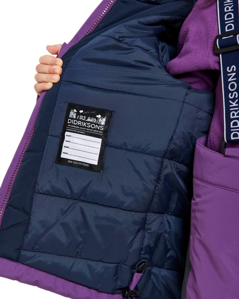 Royal Purple Coloured Didriksons Kids Skare Set on white background