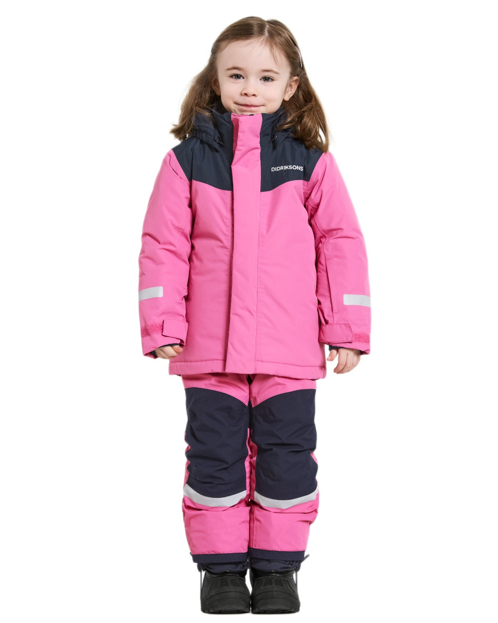 Sweet Pink Coloured Didriksons Kids Skare Set on white background