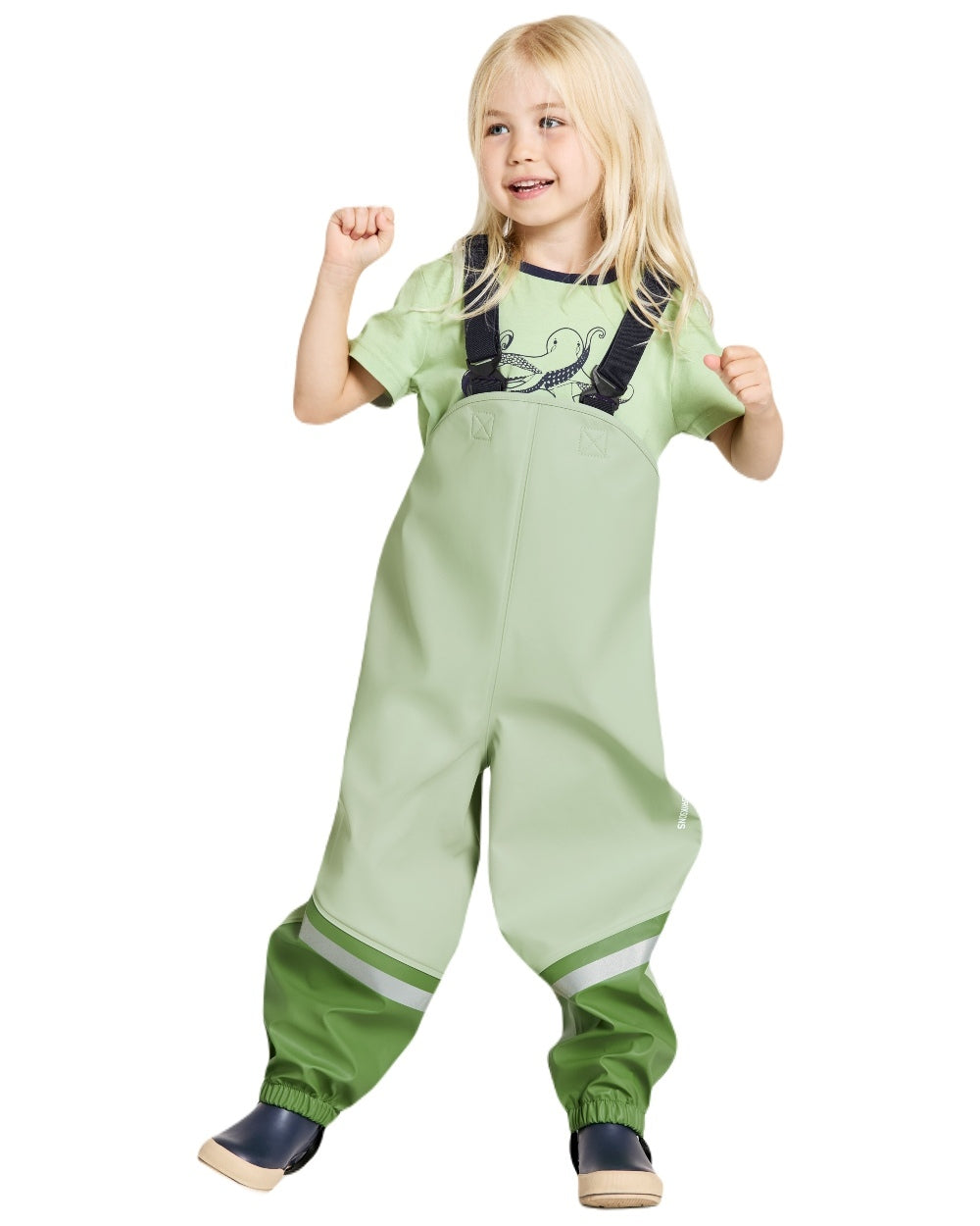 Light Algae Green coloured Didriksons Kids Waterman Rain Set 11 on white background