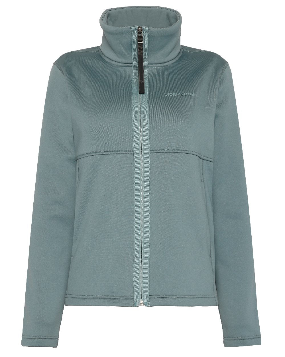 Factory Blue coloured Didriksons Leah Womens Full Zip Fleece on white background
