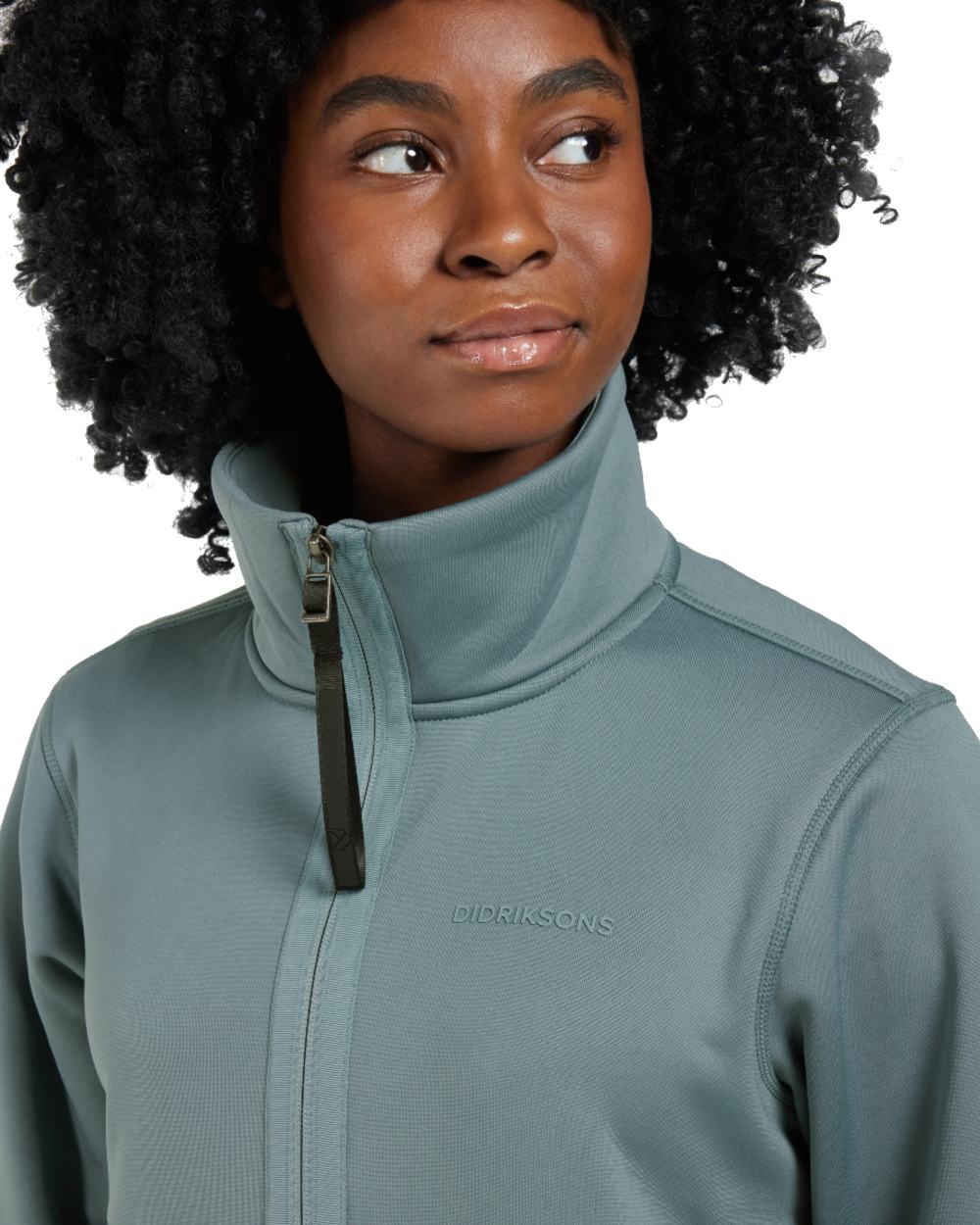 Factory Blue coloured Didriksons Leah Womens Full Zip Fleece on white background