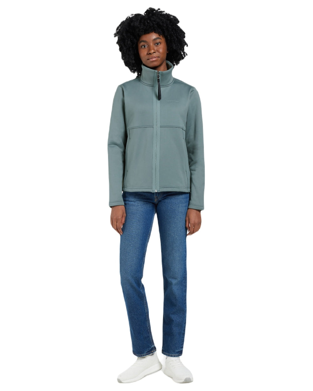 Factory Blue coloured Didriksons Leah Womens Full Zip Fleece on white background