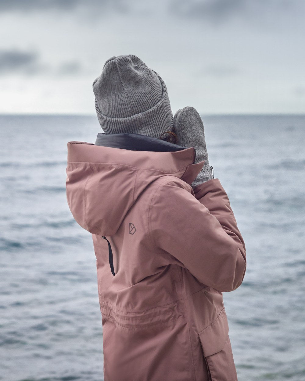 Faded Wine coloured Didriksons Leya Womens Parka Long 3 on beach background