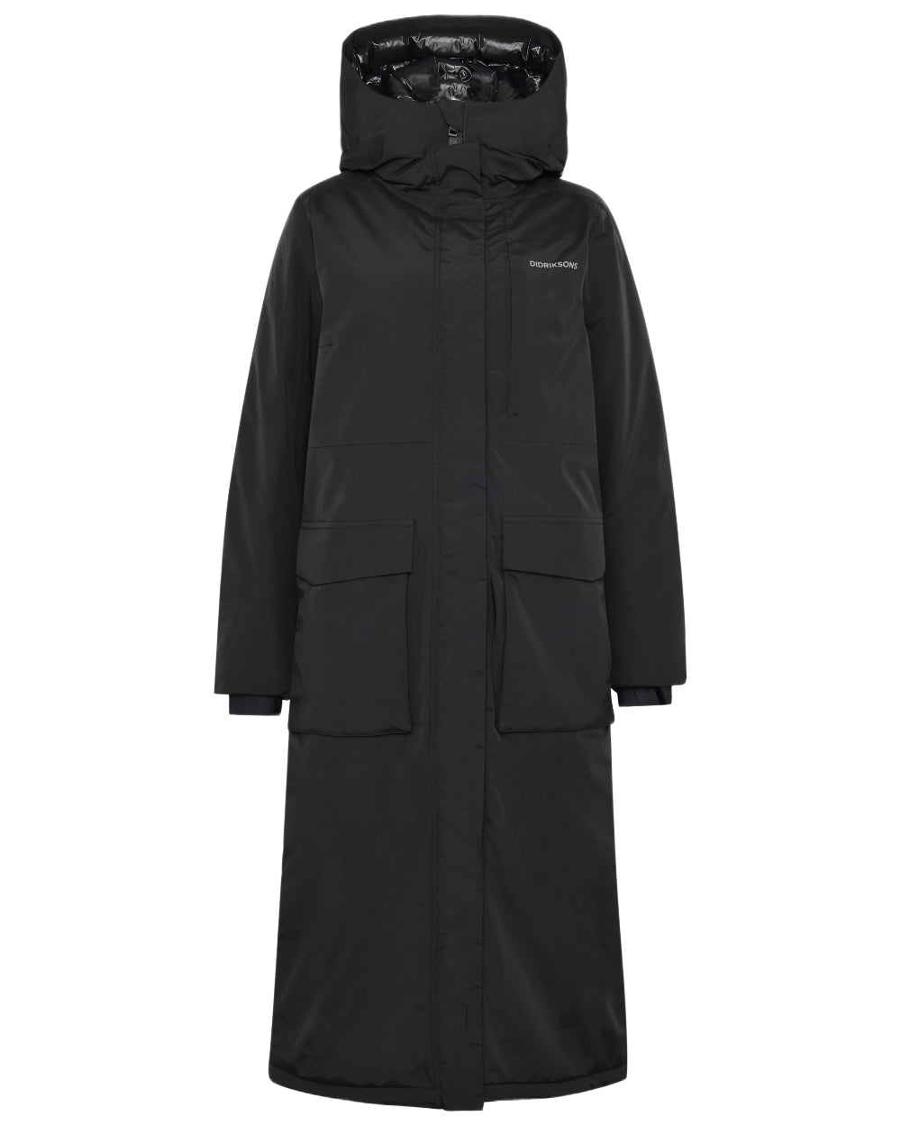 Black Coloured Didriksons Leya Womens Parka Long 4 on white background