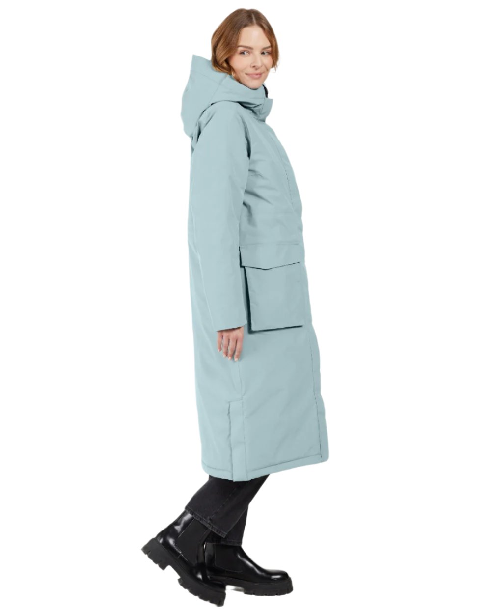 Factory Blue coloured Didriksons Leya Womens Parka Long 4 on white background