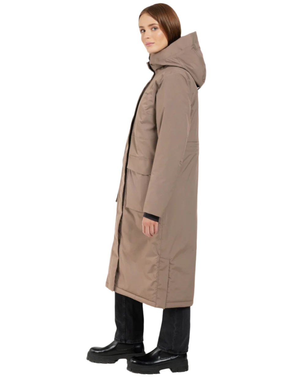 Mocha Brown coloured Didriksons Leya Womens Parka Long 4 on white background